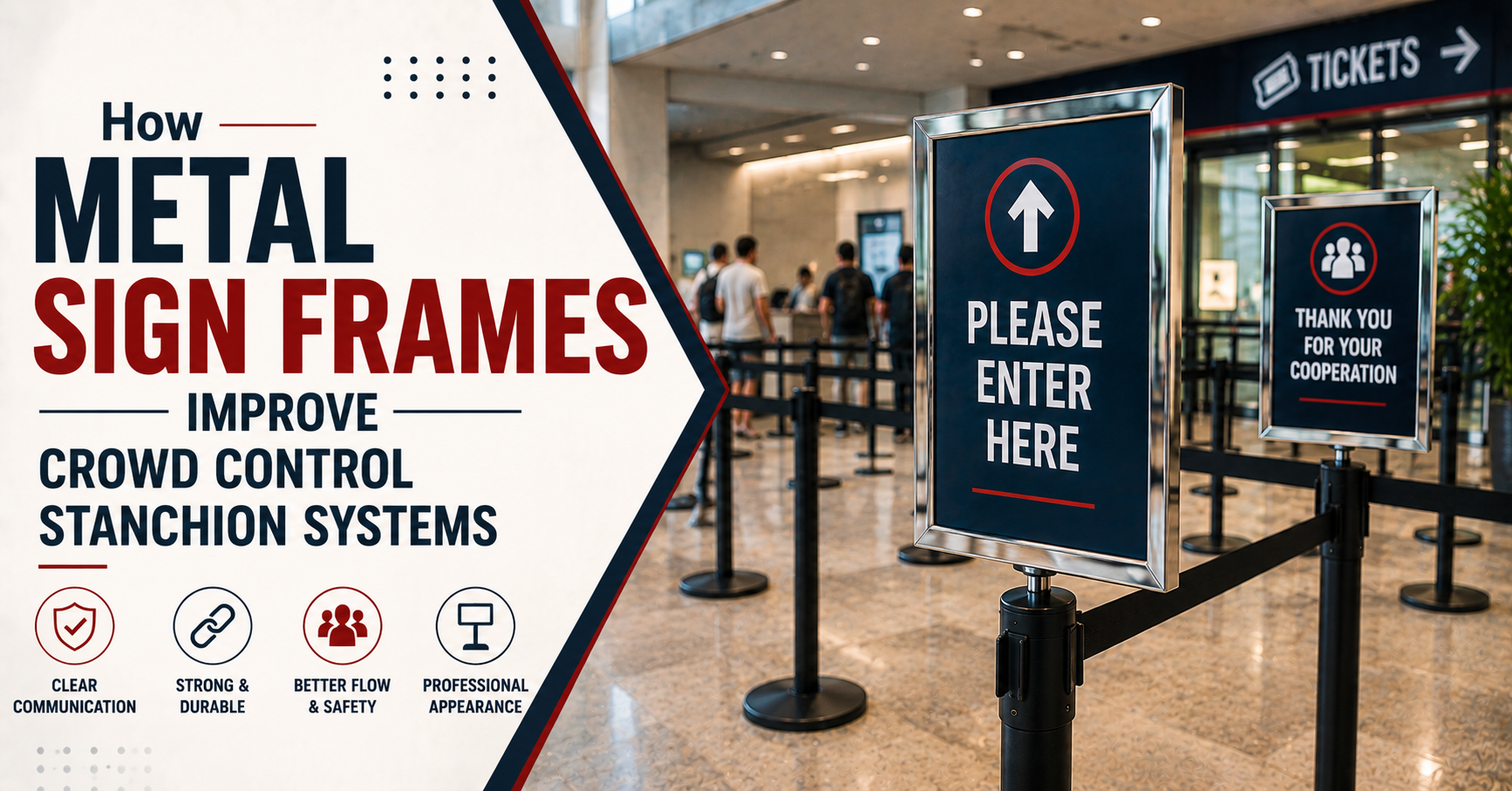 How Metal Sign Frames Improve Crowd Control Stanchion Systems